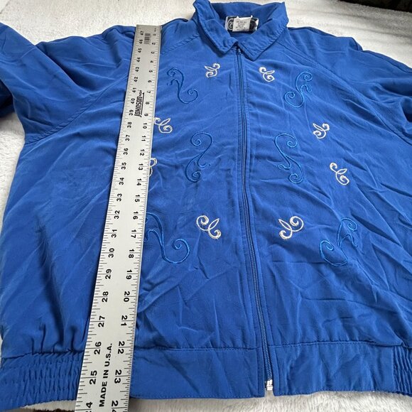 Vintage Saint Germain Paris Women Blue Embroidered Jacket Pants Two-Piece Set XL - Picture 10 of 16